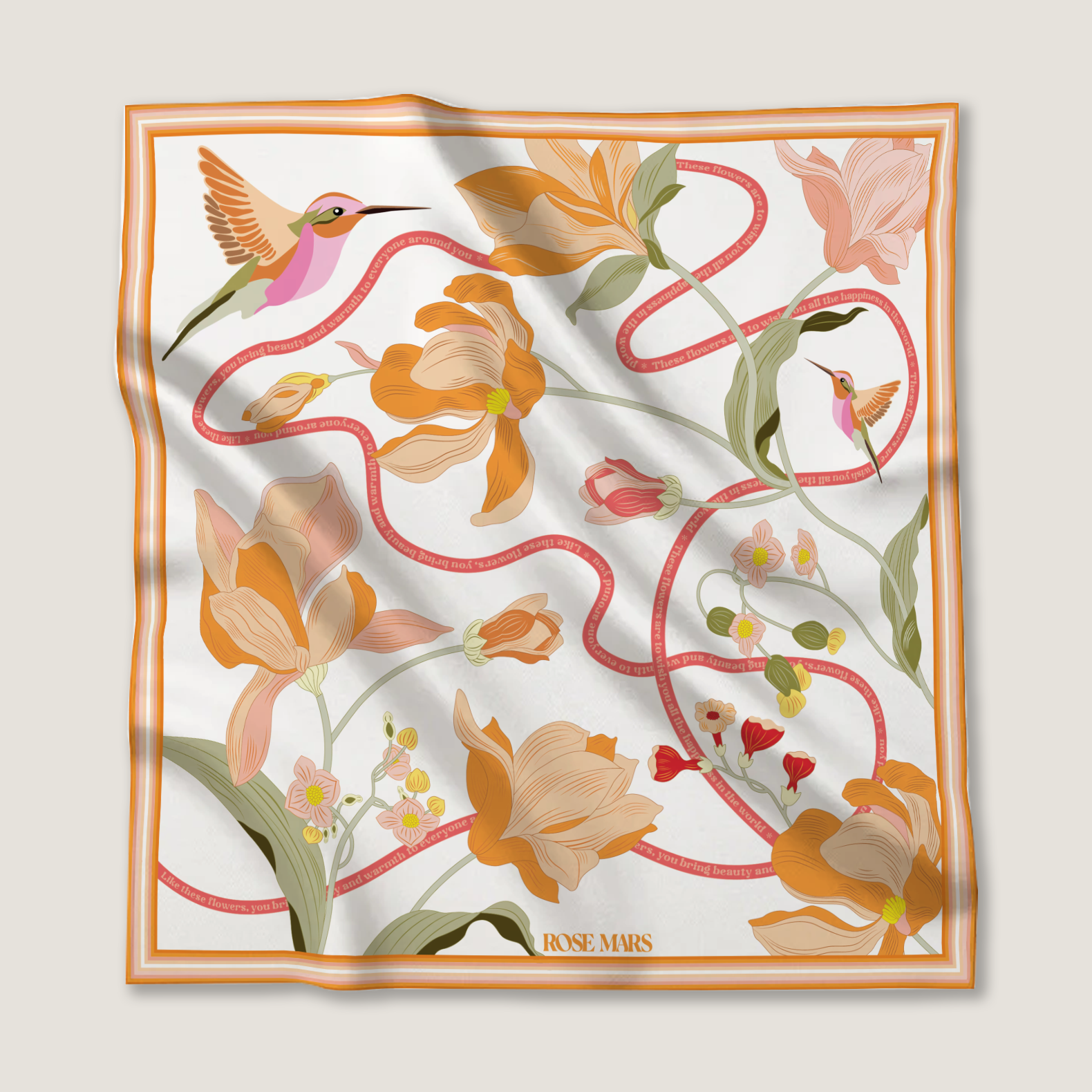 Delicate floral and hummingbird patterns